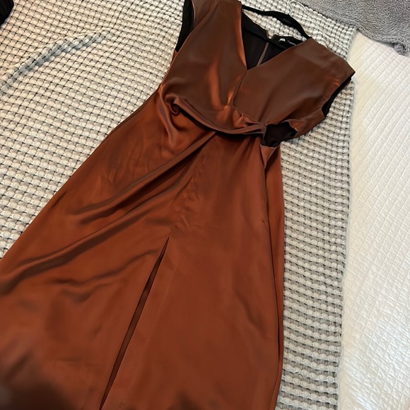 ZARA SATIN EFFECT CUT OUT DRESS - Picture 2 of 4